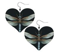 Dragonfly Leather Earrings for Women Heart Dangle Earrings Lightweight Drop Earring Jewelry Gift