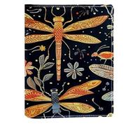 Dragonfly Leave Print Replaceable Book Cover, Reusable PU Leather Book Protector, Suitable for 148x210 mm Notebooks