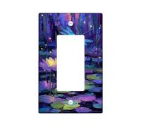 Dragonfly Light Switch Cover Plate/Outlet Covers, Violet Lily Pond Design for Home Decor, Thermoplastic Wall Plates, Standard Size Single Rocker