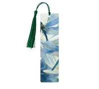 Dragonfly Lotus Bookmark Oil Painting Wooden Bookmark with Tassel Book Mark for Women Men Reading Page Markers Gifts for Book Lovers