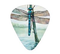 (Dragonfly Lotus) Guitar Picks Set Of 12 With Transparent Plastic Box For Bass Electric And Acoustic Guitars Ukulele