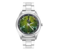 Dragonfly Lotus Leaf Men's Casual Watch with Stainless Steel Strap Alloy Quartz Wrist Watches