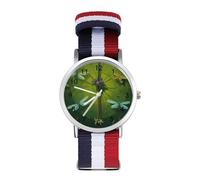 Dragonfly Lotus Leaf Sport Watch for Men Women Nylon Strap Wrist Watch Analog Quartz Watch