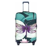 Dragonfly Lotus Luggage Cover Elastic Washable Stretch Suitcase Protector Anti Scratch Travel Cover, White, M