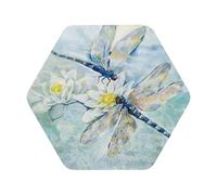 Dragonfly Lotus6-Piece Set Of Leather Coasters,Available In 4 Shapes,Suitable For Beverage And Coffee Coasters,Perfect For Home And Office Decoration, Protecting Desktops