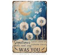 Dragonfly Metal Signs, Dandelion Garden Tin Sign Art Deco Wall Art | Iron Metal Garden Signs-Sometimes Just Look Up Smile Say I Know That Was You, Vintage Garden Wall Plaques