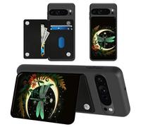 Dragonfly Moon for Google Pixel 10 Pro Wallet Case with Card Holder, RFID Blocking Flip Soft PU Leather Kickstand Magnetic Closure Slim Purse Phone Case for Google Pixel 10 Pro