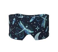 Dragonfly Moon Star Blue Blackout Eye Covers - Women Eye Shades for Sleeping - Men Adjustable Sleep Eye Masks