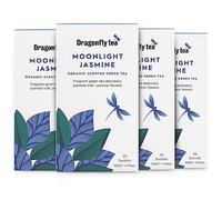 Dragonfly Moonlight Jasmine Green Tea, 80 Teabags (4 x 20) Organic Tea Bags, Jasmine Tea Bags, Fragrant Fine Green Tea Bags, Compostable Tea Bags