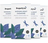 Dragonfly Moonlight Jasmine Green Tea, 80 Teabags (4 x 20) Organic, Fragrant Fine Green Tea Bags, Compostable