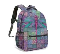 Dragonfly Mosaic 16 Inch Rucksack Backpack All Over Print Artistic Floral Kids School Bag Vibrant Geometric Patterned Daypack (03)