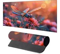 Dragonfly Mouse Mat900 x 400 x 3mm Large Gaming Mouse Pad Pink Desk Mat Stitched Edges, Mousepad Non Slip Rubber Base, Waterproof Soft Cloth, Computer Accessories for Home Office Decor, Gift 8-1