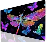 Dragonfly Mouse Pad 1000 x 500 mm Large Desk Mat Color Mousepad Gaming With Waterproof Surface Non-Slip Rubber Base, Extended Mouse Mat With Stitched Edge, Gaming Mousepad for Office Accessories a-621