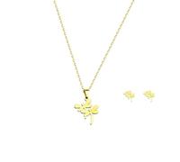 Dragonfly Necklace and Earring Set for Women Elegant Good Luck Dragonfly Charm Jewelry Set Symbol of Love & Harmony Couple Gift, Stainless Steel, No Gemstone