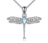 Dragonfly Necklace for Women - Moonstone/Moss Agate/Blue Crystal/Turquoise/Aquamarine Pendentine Jewellery Girls Birthday Lover