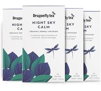 Dragonfly Night Sky Calm Tea (80 Teabags), Organic Plastic-Free Compostable Tea Bags (Pack of 4 x 20) Caffeine-Free Camomile Herbal Night Time Calming Relaxation Sleep Tea
