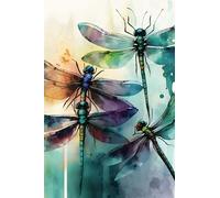 Dragonfly Notebook: Whimsical watercolor dragonfly blank lined notebook, 120 pages