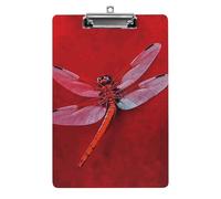 Dragonfly on Red Background Clipboard Retractable Hanging Tab Clip Board Plastic Clipboard Nursing Clipboards Nurse, Doctor, Cute Design for Standard Size 12.5 X 8.5Inch