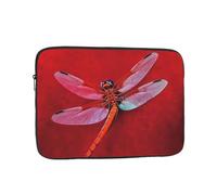 Dragonfly On Red Background Laptop Sleeve for Women Men, 13 Inch Waterproof Laptop Bag Lightweight Notebook Computer Cover Bag