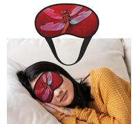 Dragonfly on Red Background Sleep Mask for Side Sleeper Blackout Eye Masks for Women Men Blindfold Mask Side Sleeper Eye Cover for Sleeping Nap Blackout Eye Shade Cover for Travel