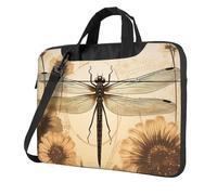 Dragonfly on sunflower Laptop Bag Shockproof Computer Carrying Case with Shoulder Strap Messenger Shoulder Bag Briefcase 14 inch
