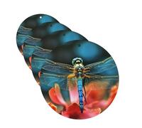 Dragonfly On The Flower Car Air Freshener Cards Set of 4 Pieces Long Lasting Hanging Scented Cards for Bedroom Wardrobe Car Aromatherapy Tablets for Men Women Rearview Mirror Pendant