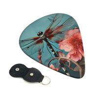 Dragonfly On The Flower Guitar Plectrums, 6 Guitar Plectrums, Double Sided Printing, For Acoustic Guitar, Bass, Ukulele, Electric Guitar (0.46 Mm 0.71 Mm 0.96 Mm)