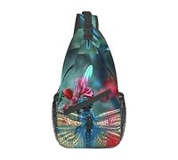 Dragonfly On The Flower Men's Sling Backpack, Travel Hiking Day Bag Crossbody Shoulder Bag.
