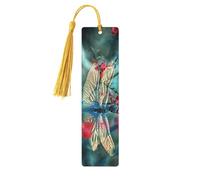 Dragonfly On The Flower Print 5pcs Wooden Bookmarks with Tassels, Reading Page Markers Book Marks, Gifts for Men Women