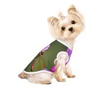 Dragonfly On The Flower Print Lightweight Dog Vest, Cat Sleeveless Shirt, Breathable Mesh Design for Summer Walking and Play
