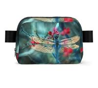 Dragonfly On The Flower Print Unisex Waist Bag Wear-Resistant Belt Bag Hip Bag with Adjustable Strap for Hiking and Travel