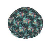 Dragonfly On The Flower Printed Reusable Shower Hats, Double Layer Headgear For Spa And Salon, Large Hair Wrap