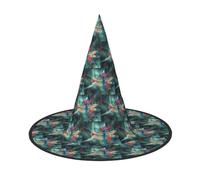 Dragonfly On The Flower Printing 2 Pack Halloween Hat Soft Witch Hats For Carnivals Masquerades Space Saving Caps