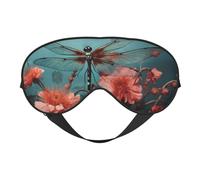 Dragonfly On The Flower Sleep Mask for Women & Men - Double-Sided Eye Mask with Adjustable Strap, Soft Silky Feel, Light-Blocking & Breathable for Travel, Nap, Shift Work, Yoga