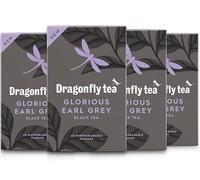 Dragonfly Organic Earl Grey Black Tea - 160 Biodegradable Tea Bags (4 x 40), Bright & Smooth Classic Well-Balanced Blend