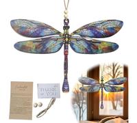 Dragonfly Outdoor Decor, Stained Glass Sun Catcher, Colorful Window Ornament, Waterproof Hanging Sign, Vibrant Decoration, Perfect for Garden, Patio, Yard, Bedroom, Wall, Home, Birthday