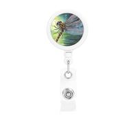 Dragonfly Painting Badge Reel Retractable Badge Holder with Keychain Funny ID Clips for Badges Lightweight Plastic Name Card Holders for Nurses Office Teacher