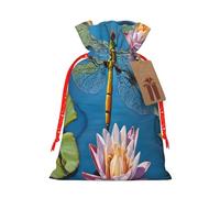 (Dragonfly painting) Large Reusable Burlap Pouches Rustic Wedding Favor Xmas Bags Drawstring Gift Sacks Bulk Party. S Size
