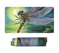 Dragonfly Painting Mouse Pad Large Desk Mat XL PU Leather Desk Pad Waterproof Gaming Mousepad Easy Clean Desk Protector Mat Keyboard Mats, Writing Pad for Office Home 29.5 x 16 in
