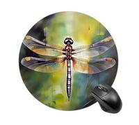 Dragonfly Painting Mouse Pad Round Laptop Mouse Mat Cute Computer Mousepad Keyboard Pad Non-Slip Desk Pads for Gaming Office Work Home