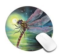 Dragonfly Painting Mouse Pad Waterproof Gaming Mousepad with Non-Slip Rubber Base Round Computer Mouse Mat for Office Latop Mousepads Washable Cloth Desk Pad 8 x 8 in