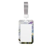 Dragonfly Painting Print Id Badge Holder Sliding Card Holder Vertical Card Protector Cover Case Teacher Lanyard for Office Women Men