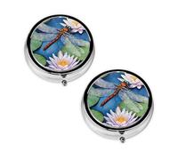 Dragonfly Painting Print Pill Box 3 Compartment Medicine Pill Case,Portable for Pocket Or Purse Pill Organizer Decorative Metal Medicine Vitamin Organizer Unique Gift