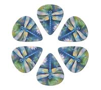 dragonfly painting Printed Guitar Picks 6-Pack with Holder - 0.71mm Funny Guitar Picks for Acoustic Guitar, Electric Guitar, Bass Guitar