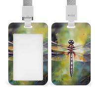Dragonfly Painting Retractable ID Badge Holder with Lanyard - Vertical Badge Reel,Keychain Clip,Name Tag Id Card Holder Protector for Nurse Officer Teacher Security Staff Women Men