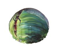 Dragonfly painting Shower Caps for Women Reusable Bath Caps for Men Double Layer Waterproof Hair Cap with EVA Lining Stylish Large Shower Bonnet Soft Bath Hat for Long Hair, Braids