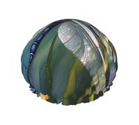 Dragonfly painting Shower Caps for Women Reusable Waterproof Shower Bonnet Large Elastic Bath Caps Double Layers Bathing Hair Caps Designed for all Hair Lengths with PEVA Lining