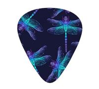 Dragonfly Pattern Dark Blue 12 Pcs Guitar Picks, 0.46mm/0.71mm/0.96mm Thickness, Guitar Plectrum With Storage Case For Acoustic-Electric Guitar Ukulele Bass