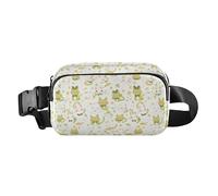 Dragonfly Pattern Illustration Women Men Teens Fashionable Fanny Pack Waist Bag for Workout Running Hiking, Cartoon Cat Bunny and Flower Green, One Size