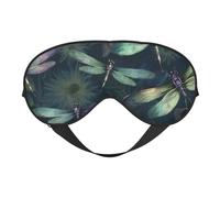 Dragonfly Pattern Sleep Mask for Women & Men - Double-Sided Eye Mask with Adjustable Strap, Soft Silky Feel, Light-Blocking & Breathable for Travel, Nap, Shift Work, Yoga